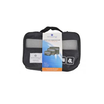 Set Organizator Voiaj/Calatorie  3 Piese - Poliester - SW38030 - Negru