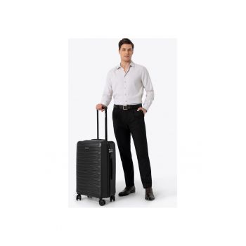 Troler  mediu - ABS - 4 roti duble - negru - 55x35x20cm