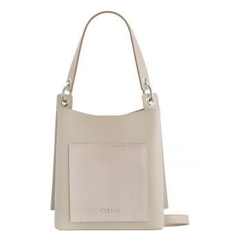 Geana tote de piele cu bareta detasabila - Bej inchis