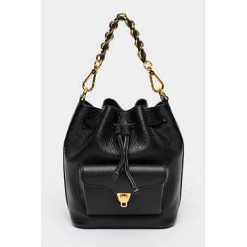 Geanta bucket cu maner lant Beat Generation - Negru