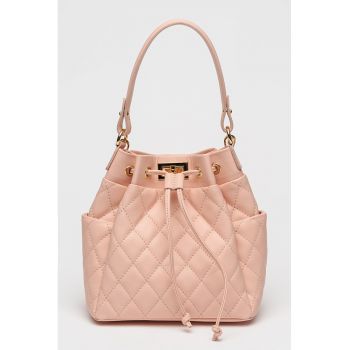 Geanta bucket de piele - Roz somon