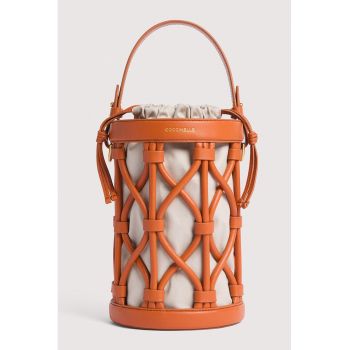Geanta bucket din piele Koi - Caramel/Alb murdar