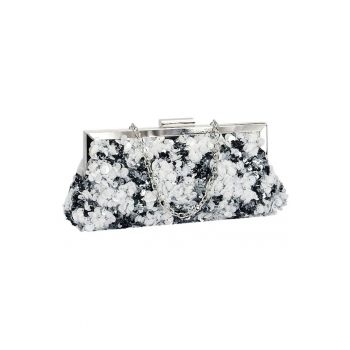 Geanta clutch alb/arginitiu cu paiete BMN-1248 06 20256 - Argintiu