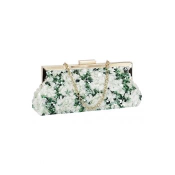 Geanta clutch alb/verde cu paiete BMN-1248 06 20258 - Verde
