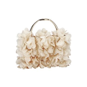 Geanta clutch bej cu model floral 3D BXQ-327 05 20259 - Bej
