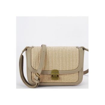 Geanta crossbody cu model impletit 15 - Maro taupe - 14x20x7