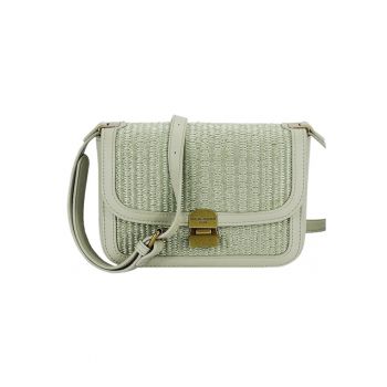 Geanta crossbody cu model impletit 15 - Verde - 14x20x7