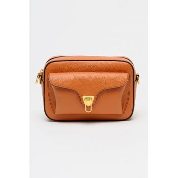 Geanta crossbody de piele cu barera detasabila Beat Soft - Portocaliu inchis
