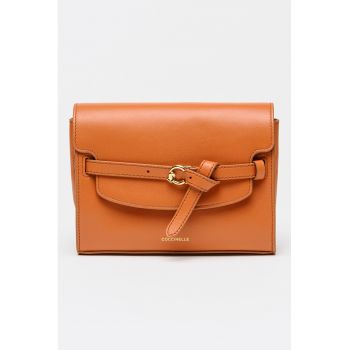Geanta crossbody de piele cu bareta decorativa Sabine - Portocaliu inchis