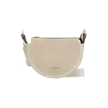 Geanta crossbody de piele cu bareta detasabila - Bej