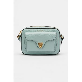 Geanta crossbody de piele cu buzunar frontal Beat Soft - Albastru pal