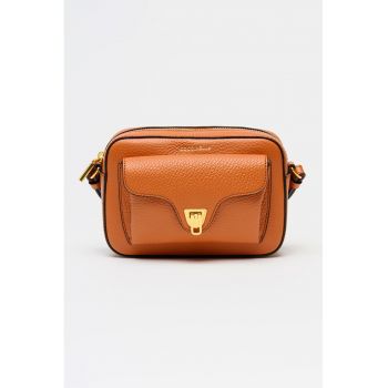 Geanta crossbody de piele cu buzunar frontal Beat Soft - Portocaliu