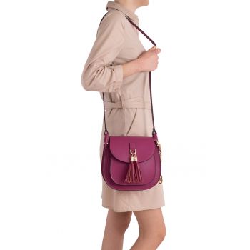 Geanta crossbody de piele cu canafi Farsaglia