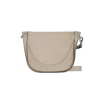Geanta crossbody de piele si piele intoarsa - Bej