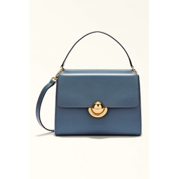 Geanta crossbody din piele cu bareta ajustabila Domus - Albastru inchis