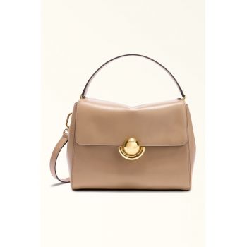 Geanta crossbody din piele cu bareta ajustabila Domus - Maro deschis