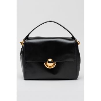 Geanta crossbody din piele cu bareta ajustabila Domus - Negru