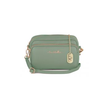 Geanta crossbody din piele cu buzunar frontal cu fermoar