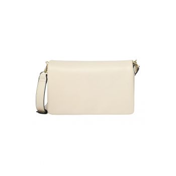 Geanta crossbody din piele cu clapa - Alb fildes