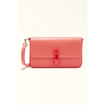 Geanta crossbody din piele cu clapa Iride - Roz aprins