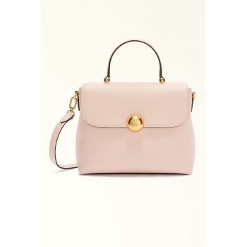 Geanta crossbody din piele cu maner fix Moonlight - Negru/Roz pastel