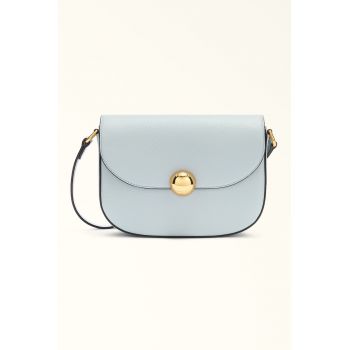 Geanta crossbody din piele Moonlight - Albastru pastel/Negru stins