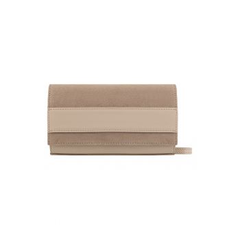 Geanta crossbody din piele si piele intoarsa cu lant - Bej