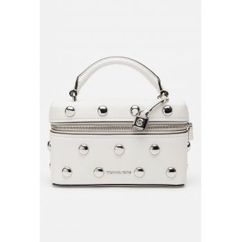 Geanta crossbody mica din piele cu tinte Jana - Alb