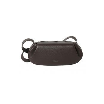 Geanta crossbody mica din piele - Maro inchis