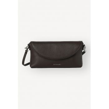 Geanta crossbody mica din piele - Maro inchis
