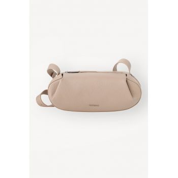 Geanta crossbody mica din piele - Roz prafuit