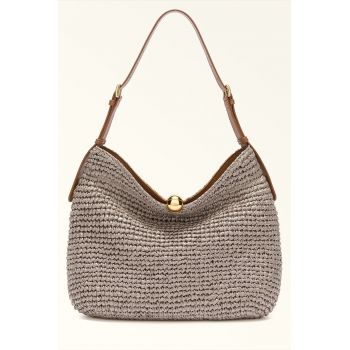 Geanta de umar cu aspect tesut Sfera Soft - Maro/Maro taupe deschis
