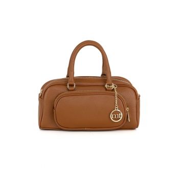 Geanta din piele cu maner - Caramel