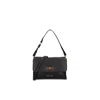 Geanta din piele ecologica cu bareta de umar Elowen - Negru