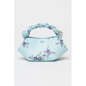 Geanta din piele ecologica cu model floral - Verde/Albastru