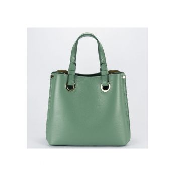 Geanta din piele naturala office/casual B-8916 129 - Verde menta - 23x25x12