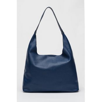 Geanta hobo de piele cu etui detasabil - Albastru inchis