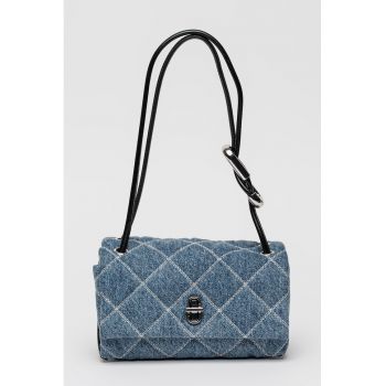 Geanta mica din denim cu model dual si bareta de umar The Quilted - Negru/Albastru melange