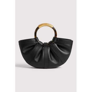Geanta mica din piele cu maner Shell - Negru