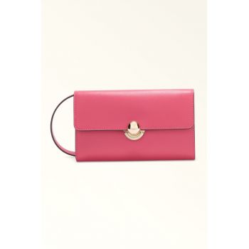 Geanta plic de piele cu bareta detasabila Sfera - Fucsia