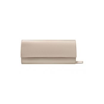 Geanta-plic de piele cu bareta din lant - Auriu rose