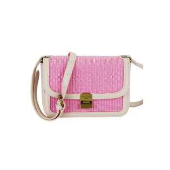 Geanta roz deschis crossbody cu model impletit CM7497 15 20242 - Roz