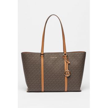 Geanta shopper cu imprimeu logo Temple - Maro