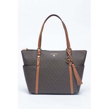 Geanta shopper cu monograma Sullivan - Maro inchis