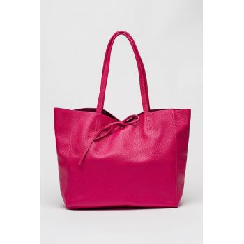 Geanta shopper de piele cu aspect texturat - Fucsia
