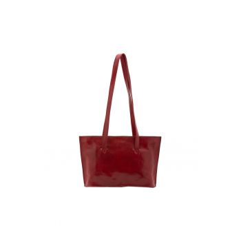 Geanta shopper de piele cu manere lungi - Rosu