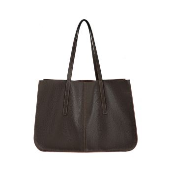 Geanta shopper de piele - Maro inchis