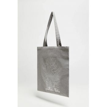 Geanta shopper gri cu imprimeu ONE SIZE