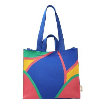 Geanta tote cu model - Galben sofran/Rosu deschis/Albastru