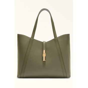 Geanta tote de piele Goccia - Verde sparanghel